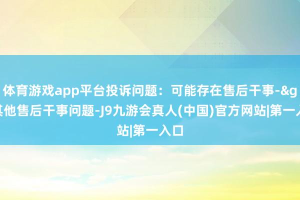 体育游戏app平台投诉问题：可能存在售后干事->其他售后干事问题-J9九游会真人(中国)官方网站|第一入口